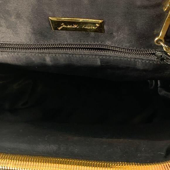 Vintage Black Gold Tone Snakeskin Leather Kiss Lock Evening Handbag - Picture 7 of 10